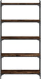vidaXL - Boekenkast - 5-laags - 80x30x154 - cm - bewerkt - hout - gerookt - eikenkleur