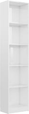 vidaXL - Boekenkast - 5 - schappen - 40x24x175 - cm - bewerkt - hout - hoogglans - wit