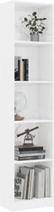 vidaXL - Boekenkast - 5 - schappen - 40x24x175 - cm - bewerkt - hout - hoogglans - wit