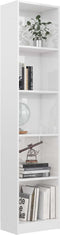 vidaXL - Boekenkast - 5 - schappen - 40x24x175 - cm - bewerkt - hout - hoogglans - wit