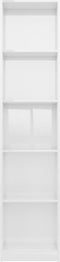 vidaXL - Boekenkast - 5 - schappen - 40x24x175 - cm - bewerkt - hout - hoogglans - wit
