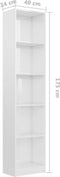 vidaXL - Boekenkast - 5 - schappen - 40x24x175 - cm - bewerkt - hout - hoogglans - wit