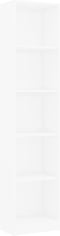 vidaXL - Boekenkast - 5 - schappen - 40x24x175 - cm - bewerkt - hout - hoogglans - wit