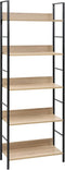 vidaXL - Boekenkast - 5 - schappen - 60x27,6x158,5 - cm - bewerkt - hout - eikenkleur