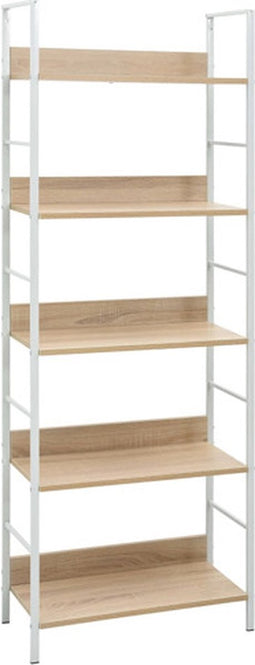 vidaXL - Boekenkast - 5 - schappen - 60x27,6x158,5 - cm - bewerkt - hout - eikenkleur