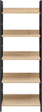 vidaXL - Boekenkast - 5 - schappen - 60x27,6x158,5 - cm - bewerkt - hout - eikenkleur