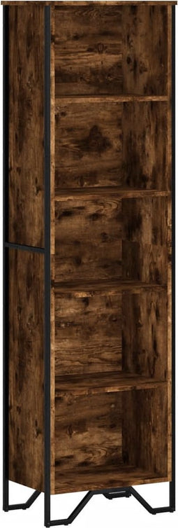 vidaXL - Boekenkast - 50x31x169 - cm - bewerkt - hout - gerookt - eikenkleurig