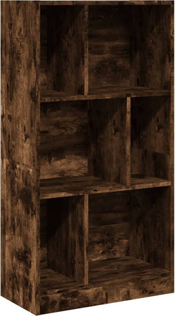 vidaXL - Boekenkast - 57x28,5x107,5 - cm - bewerkt - hout - gerookt - eikenkleurig