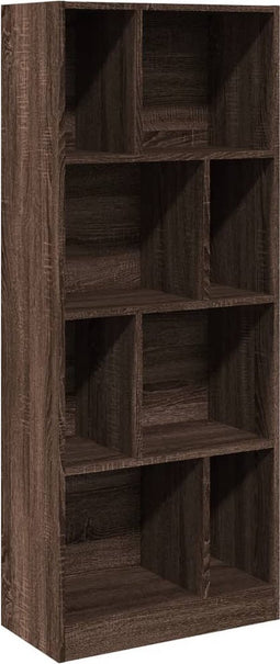 vidaXL - Boekenkast - 57x28,5x141 - cm - bewerkt - hout - bruin - eikenkleurig