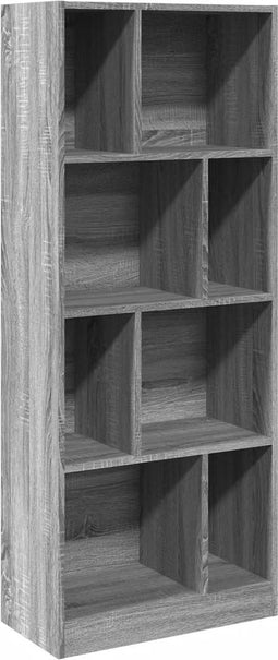vidaXL - Boekenkast - 57x28,5x141cm - bewerkt - hout - grijs - sonoma - eikenkleurig