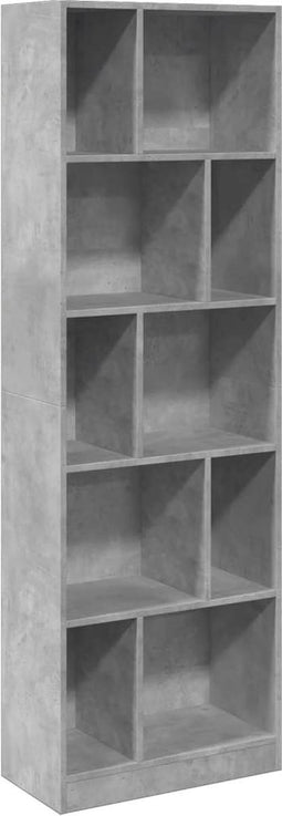 vidaXL - Boekenkast - 57x28,5x174 - cm - bewerkt - hout - betongrijs