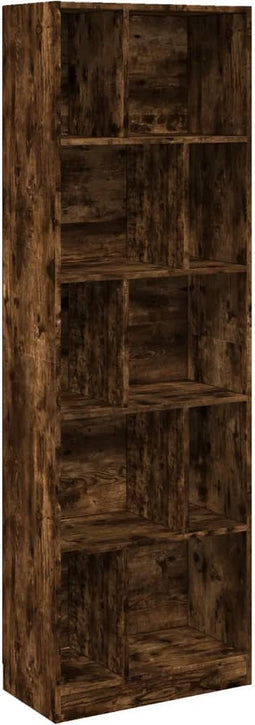 vidaXL - Boekenkast - 57x28,5x174 - cm - bewerkt - hout - gerookt - eikenkleurig