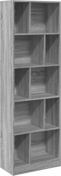 vidaXL - Boekenkast - 57x28,5x174 - cm - bewerkt - hout - grijs - sonoma