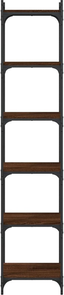 vidaXL - Boekenkast - 6-laags - 40x30x188 - cm - bewerkt - hout - bruin - eikenkleur