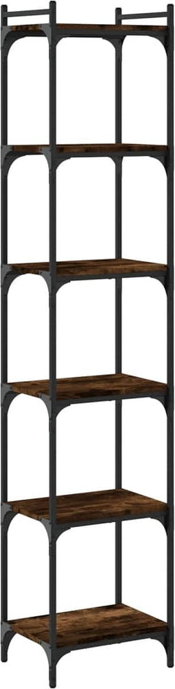 vidaXL - Boekenkast - 6-laags - 40x30x188 - cm - bewerkt - hout - gerookt - eikenkleur
