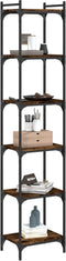 vidaXL - Boekenkast - 6-laags - 40x30x188 - cm - bewerkt - hout - gerookt - eikenkleur