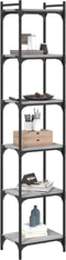 vidaXL - Boekenkast - 6-laags - 40x30x188 - cm - bewerkt - hout - grijs - sonoma - eiken