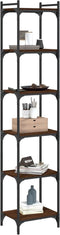 vidaXL - Boekenkast - 6-laags - 40x30x188 - cm - bewerkt - hout - bruin - eikenkleur