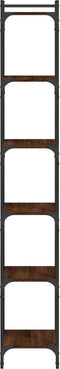 vidaXL - Boekenkast - 6-laags - 40x30x188 - cm - bewerkt - hout - bruin - eikenkleur