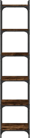 vidaXL - Boekenkast - 6-laags - 40x30x188 - cm - bewerkt - hout - gerookt - eikenkleur