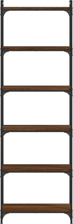 vidaXL - Boekenkast - 6-laags - 60x30x188 - cm - bewerkt - hout - bruin - eikenkleur