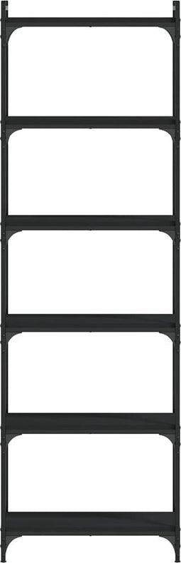 vidaXL - Boekenkast - 6-laags - 60x30x188 - cm - bewerkt - hout - zwart