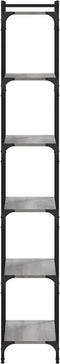 vidaXL - Boekenkast - 6-laags - 60x30x188 - cm - bewerkt - hout - grijs - sonoma