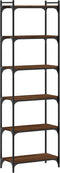 vidaXL - Boekenkast - 6-laags - 60x30x188 - cm - bewerkt - hout - bruin - eikenkleur