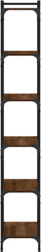 vidaXL - Boekenkast - 6-laags - 60x30x188 - cm - bewerkt - hout - bruin - eikenkleur