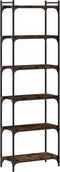 vidaXL - Boekenkast - 6-laags - 60x30x188 - cm - bewerkt - hout - gerookt - eikenkleur
