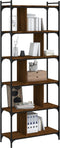 vidaXL - Boekenkast - 6-laags - 76x32x192 - cm - bewerkt - hout - bruin - eikenkleur