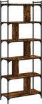 vidaXL - Boekenkast - 6-laags - 76x32x192 - cm - bewerkt - hout - gerookt - eikenkleur