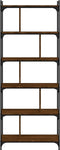 vidaXL - Boekenkast - 6-laags - 76x32x192 - cm - bewerkt - hout - bruin - eikenkleur
