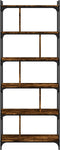vidaXL - Boekenkast - 6-laags - 76x32x192 - cm - bewerkt - hout - gerookt - eikenkleur