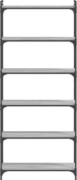 vidaXL - Boekenkast - 6-laags - 80x30x188 - cm - bewerkt - hout - grijs - sonoma