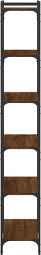 vidaXL - Boekenkast - 6-laags - 80x30x188 - cm - bewerkt - hout - bruin - eikenkleur
