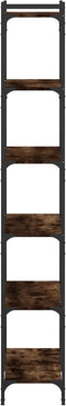 vidaXL - Boekenkast - 6-laags - 80x30x188 - cm - bewerkt - hout - gerookt - eikenkleur