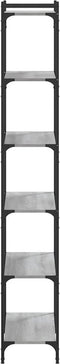 vidaXL - Boekenkast - 6-laags - 80x30x188 - cm - bewerkt - hout - grijs - sonoma