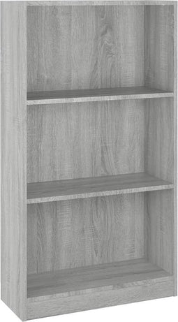 vidaXL - Boekenkast - 60x24x109 - cm - bewerkt - hout - grijs - sonoma - eikenkleurig