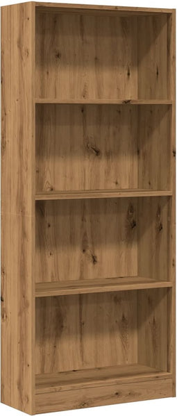vidaXL - Boekenkast - 60x24x143 - cm - bewerkt - hout - artisanaal - eikenkleurig