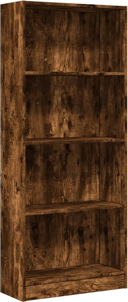 vidaXL - Boekenkast - 60x24x143 - cm - bewerkt - hout - gerookt - eikenkleurig