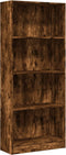 vidaXL - Boekenkast - 60x24x143 - cm - bewerkt - hout - gerookt - eikenkleurig