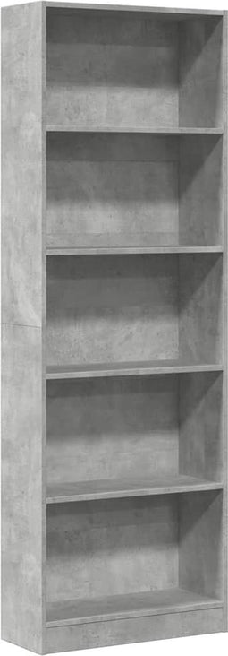 vidaXL - Boekenkast - 60x24x176 - cm - bewerkt - hout - betongrijs