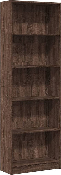 vidaXL - Boekenkast - 60x24x176 - cm - bewerkt - hout - bruin - eikenkleurig