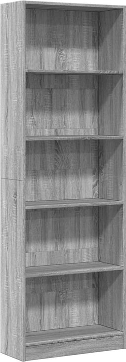 vidaXL - Boekenkast - 60x24x176 - cm - bewerkt - hout - grijs - sonoma - eikenkleurig