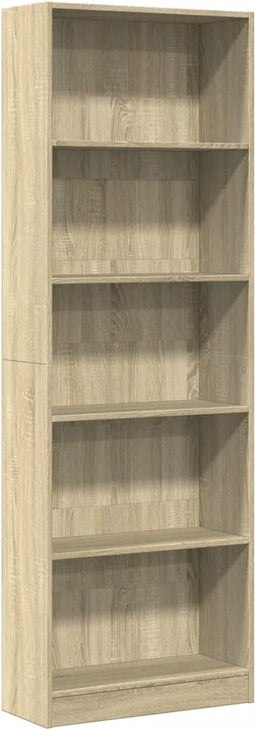 vidaXL - Boekenkast - 60x24x176 - cm - bewerkt - hout - sonoma - eikenkleurig