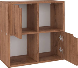 vidaXL - Boekenkast - 60x27,5x59,5 - cm - bewerkt - hout - bruin - eikenkleurig