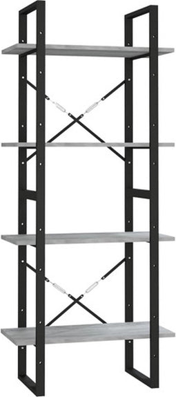 vidaXL - Boekenkast - 60x30x140 - cm - bewerkt - hout - grijs - sonoma - eikenkleurig