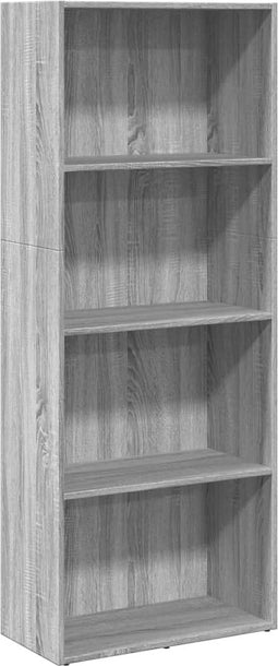 vidaXL - Boekenkast - 60x30x152 - cm - bewerkt - hout - grijs - sonoma - eikenkleurig