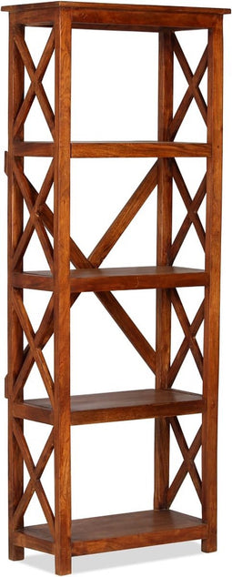 vidaXL - Boekenkast - 60x30x160 - cm - acaciahout - met - honingafwerking